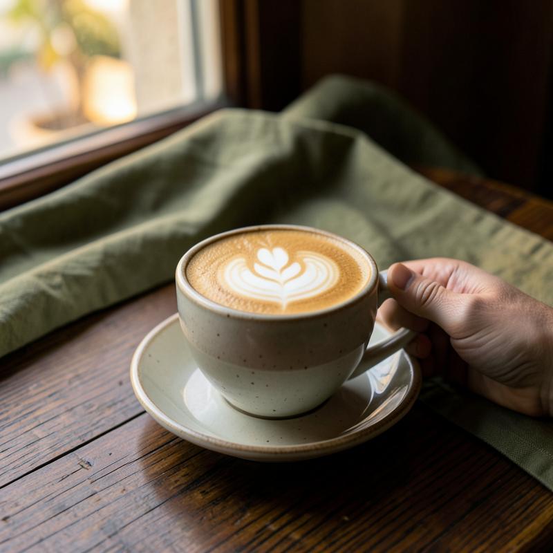 Signature latte in a ceramic cup